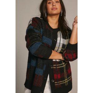 40. Anthropologie RD Style Plaid Cardigan Sweater